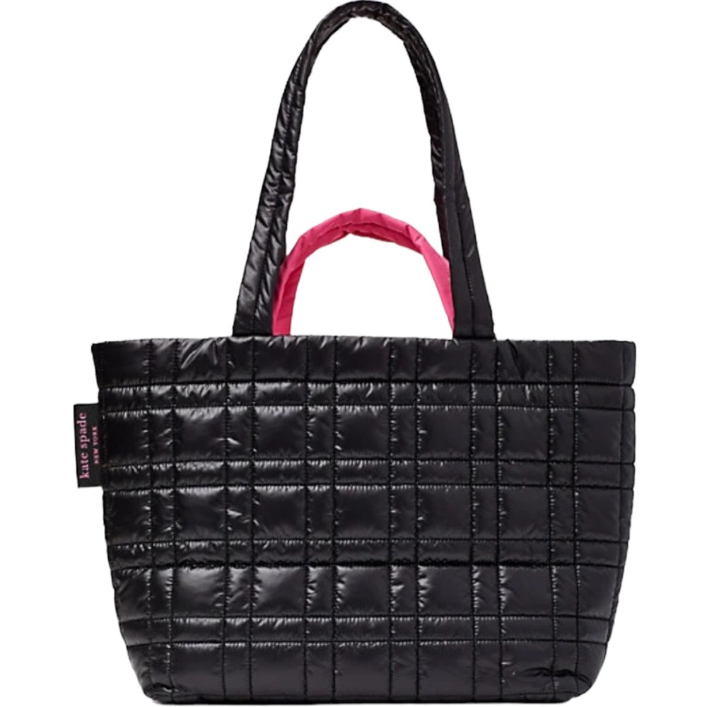 Kate Spade Softwhere Quilted Black Pink Nylon Tote Computer Bag
